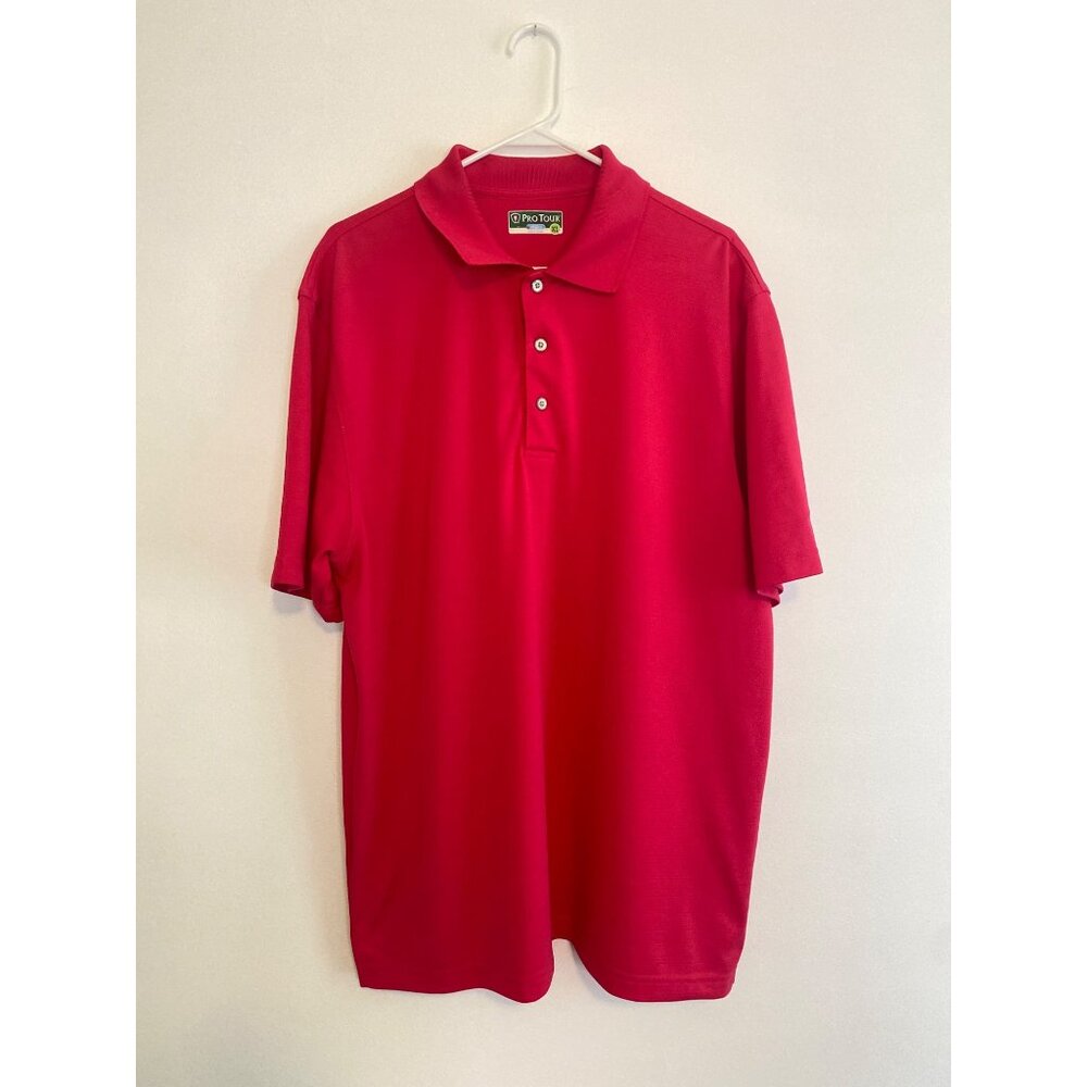 Pro Tour Men’s Dark Pink Polo Golf Shirt Size XL Coolplay Moisture-Wicking Tee